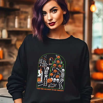 Tis' the Season To Be Creepy Sweatshirt, Ghostly Designs Unisex Adult Sweatshirt, Haunted Clothing