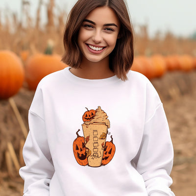 Pumpkin Coffee Sweatshirt, Pumpkin Coffee Unisex Adult Sweatshirt, Trick or Treat, Sip and Repeat