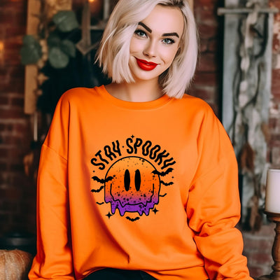 Stay Spooky Sweatshirt, Smiling Face Emoji Unisex Adult Sweatshirt, Ghostly Halloween Sweatshirt, Ghost Band